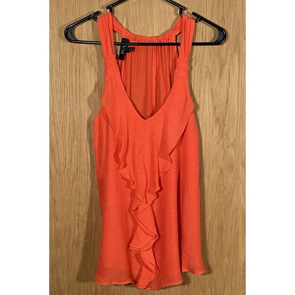 Women's M Gauzy Top Tank Coral Ruffle Romantic Coquette Beachy Flowy Coastal NWT